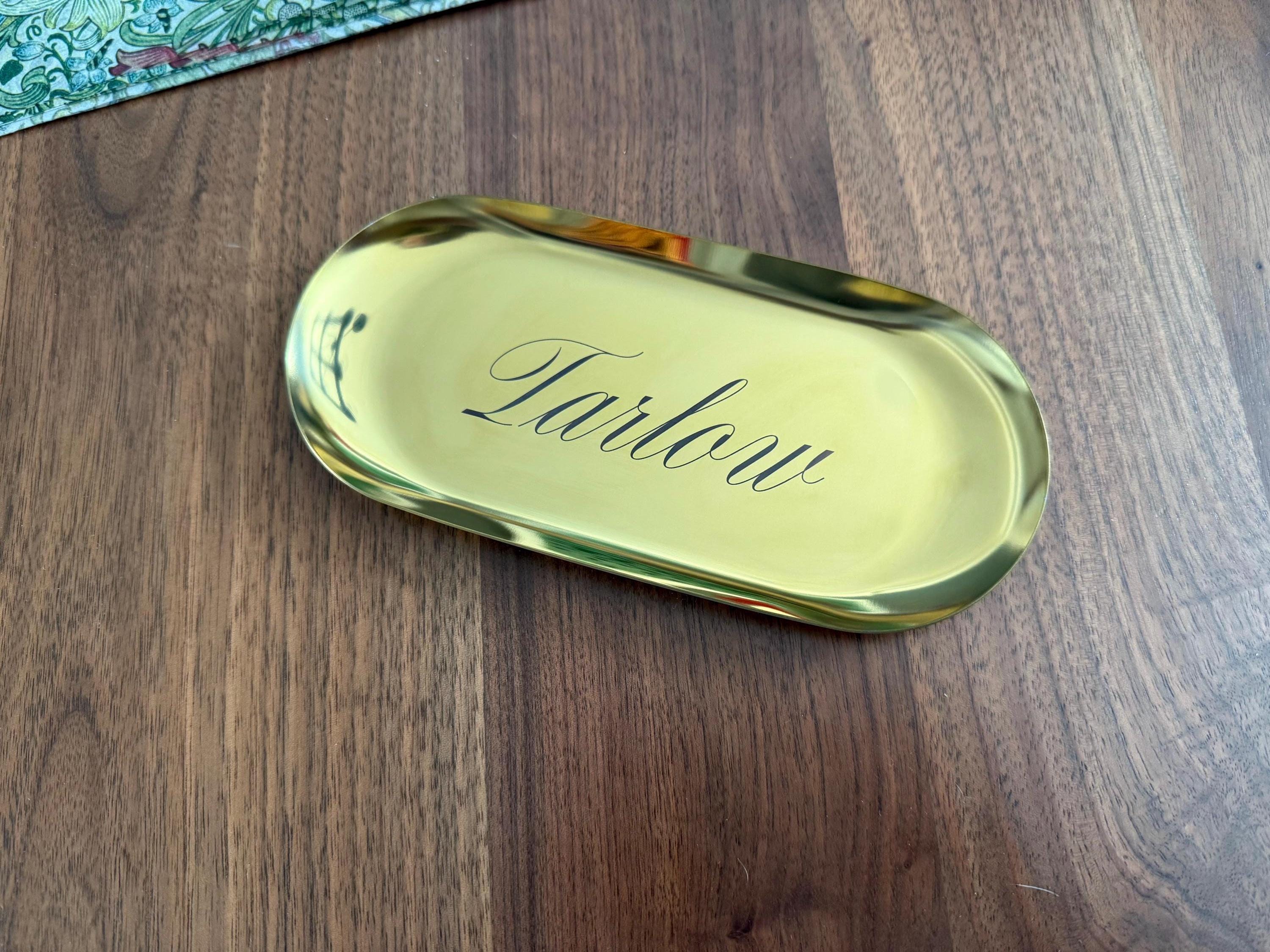 Personalized Gold or Silver Trinket Tray – Engraved Jewelry Dish, Minimalist Ring Holder Gift