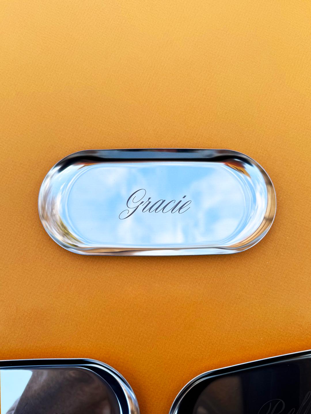 Personalized Gold or Silver Trinket Tray – Engraved Jewelry Dish, Minimalist Ring Holder Gift