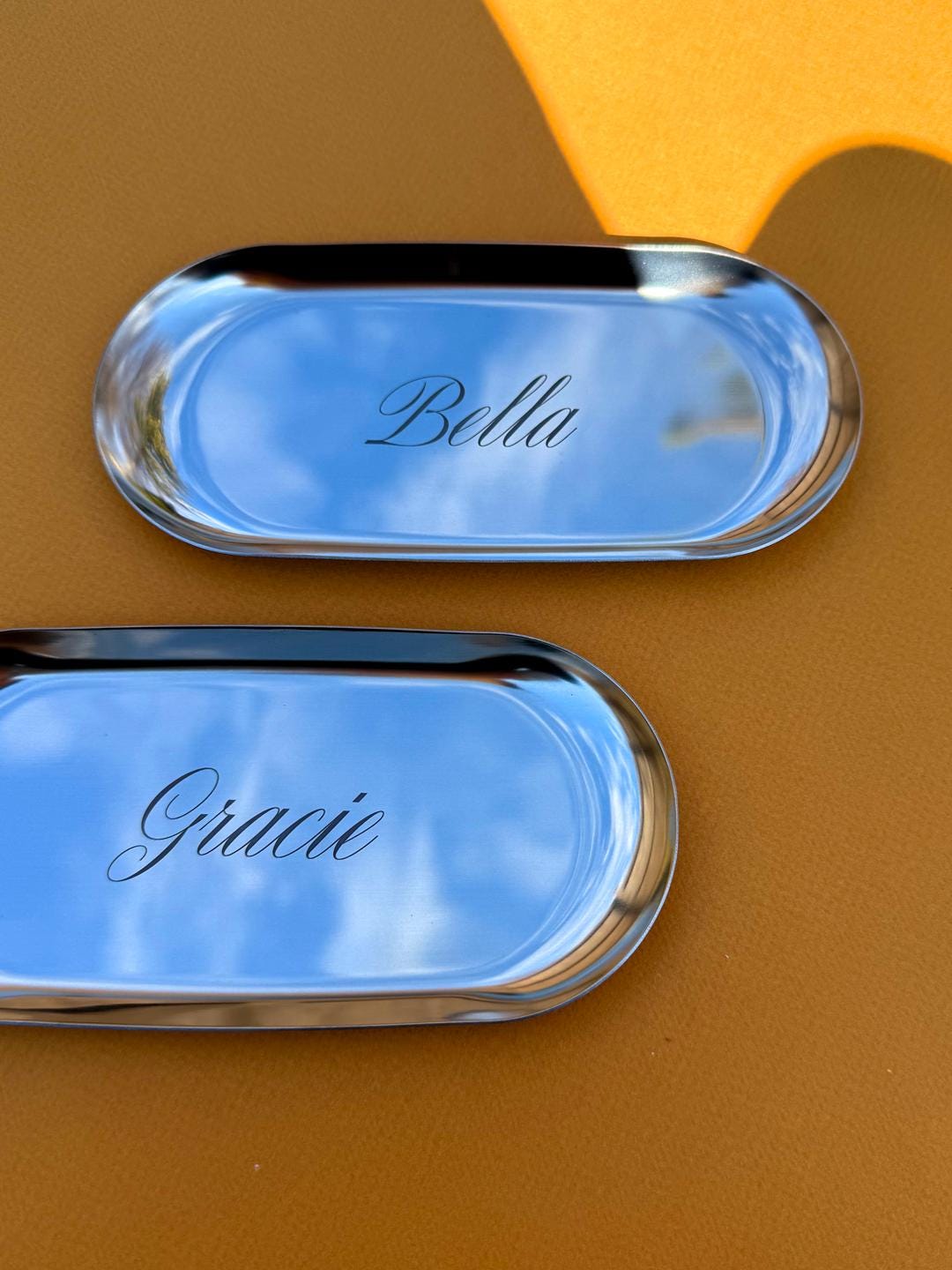 Personalized Gold or Silver Trinket Tray – Engraved Jewelry Dish, Minimalist Ring Holder Gift