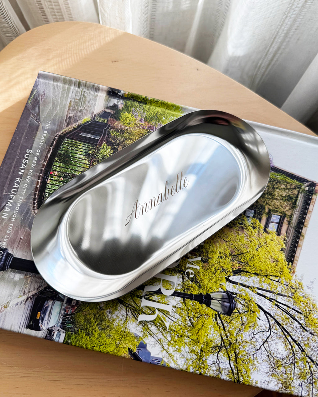 Personalized Gold or Silver Trinket Tray – Engraved Jewelry Dish, Minimalist Ring Holder Gift