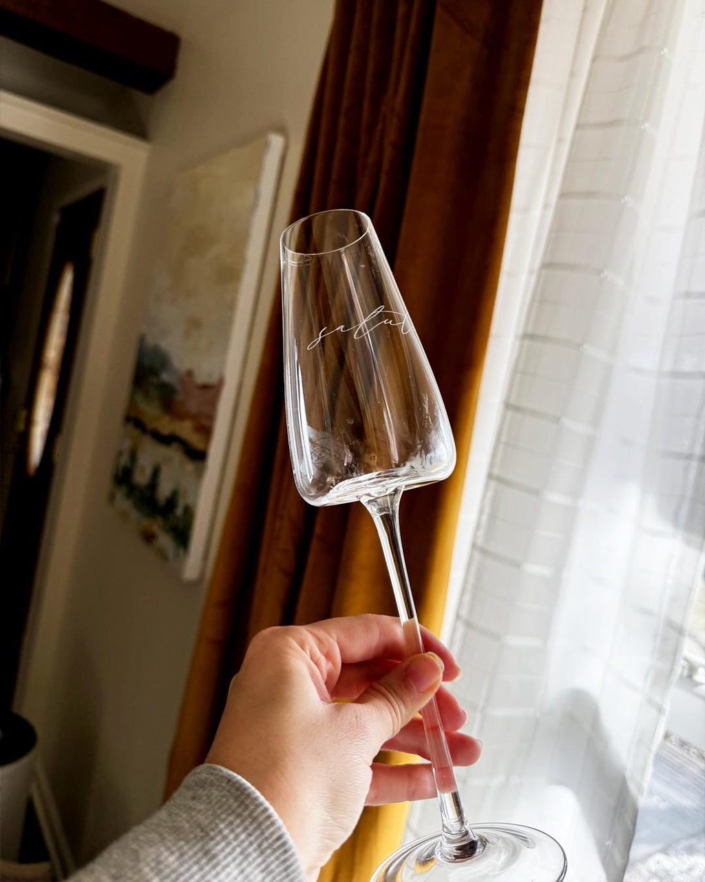 Personalized Engraved Champagne Glass – Custom Script Name Wedding Gift, Bridesmaid Keepsake